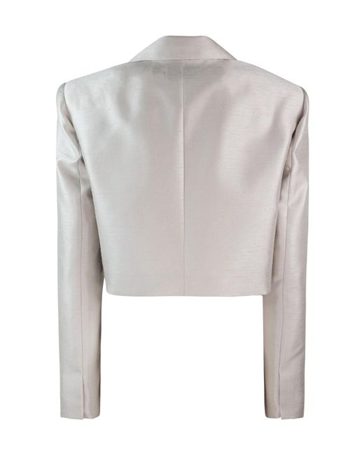 Liu Jo Gray Double-Breasted Cropped Jacket