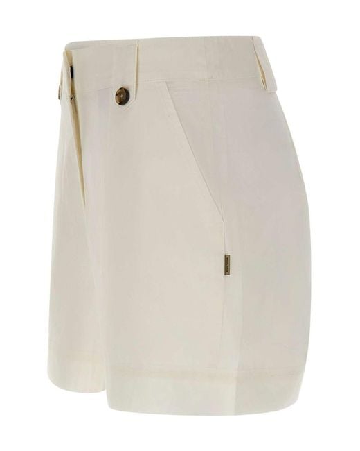 Woolrich Natural High-Waist Poplin Shorts