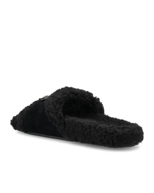 Balenciaga Black Faux Fur Slides