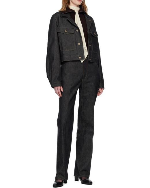 Lemaire Black Button-Fastening Patch-Pocket Denim Jacket