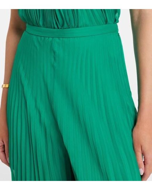 Max Mara Green Grembo Pleated Wide-Leg Pants