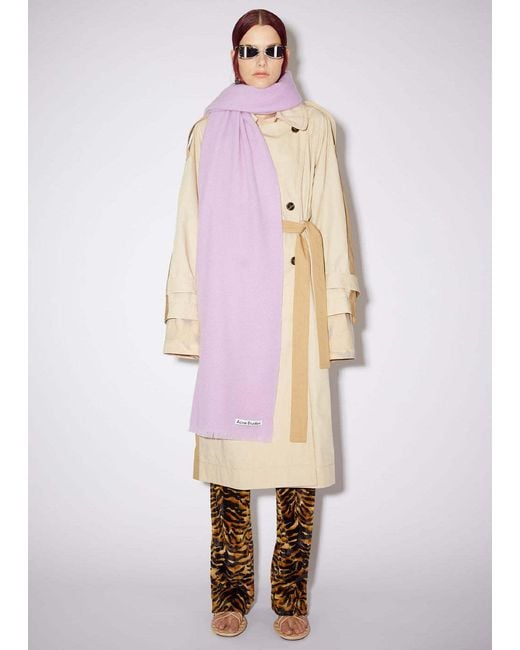 Acne Purple Logo-Patch Wool Scarf