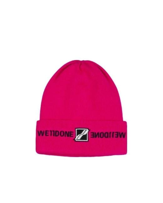 we11done Pink Round Knitted Hat for men