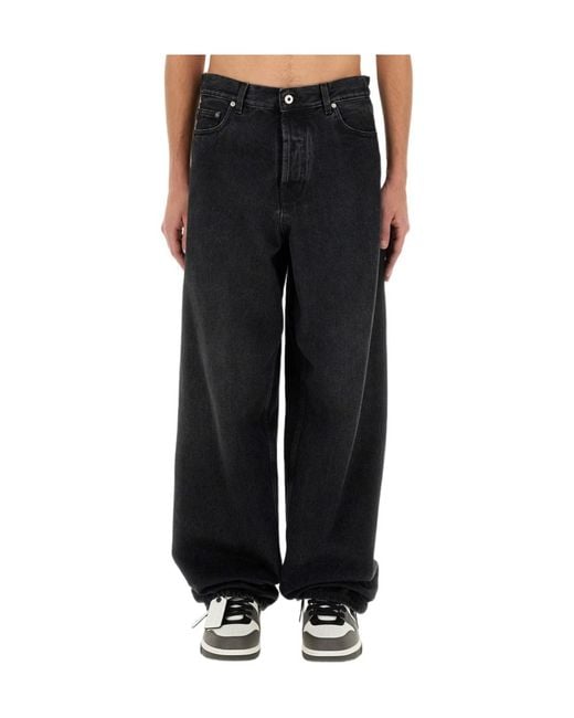Off-White c/o Virgil Abloh Black Logo Patch Wide Leg Jeans for men
