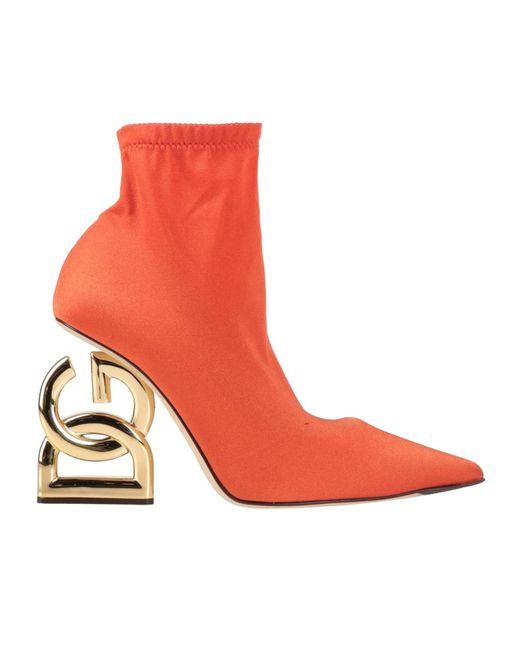 Dolce & Gabbana Red Solid Color Ankle Boots