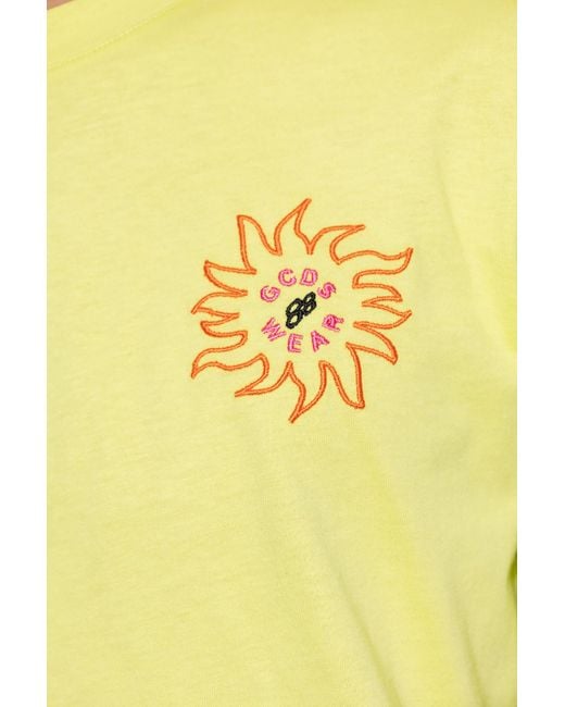 Gcds Yellow Logo Printed Long-Sleeved T-Shirt for men