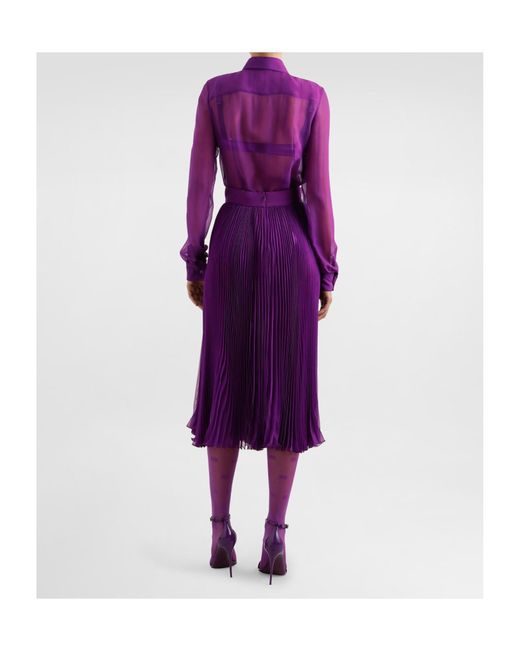Dolce & Gabbana Purple Long-Sleeved Chiffon Shirt
