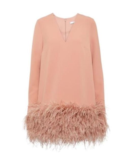 Safiyaa Pink Aleannah Feather-Trimmed Crêpe Minidress