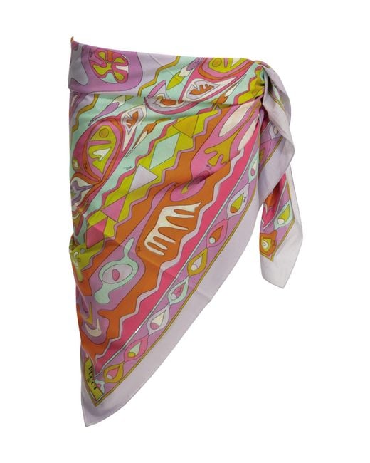 Emilio Pucci White Pucci Angoli Printed Pareo Scarf