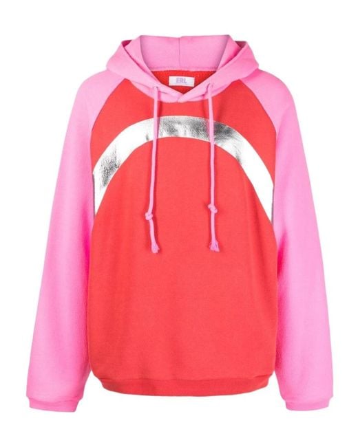 ERL Pink Long Sleeve Drawstring Hoodie