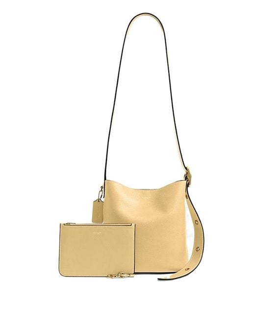 COACH Metallic Bleecker Leather Bucket Bag