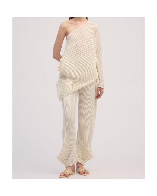 Issey Miyake White Stream Asymmetric Top