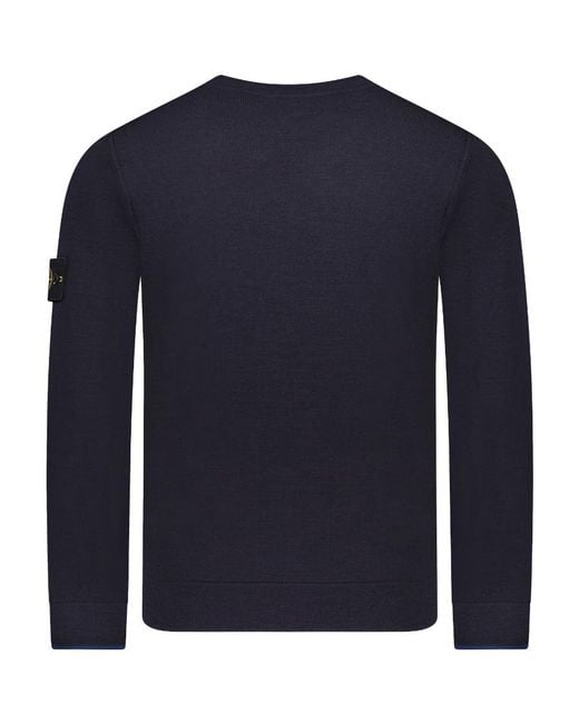 Stone Island Blue Compass Patch Crewneck Jumper for men