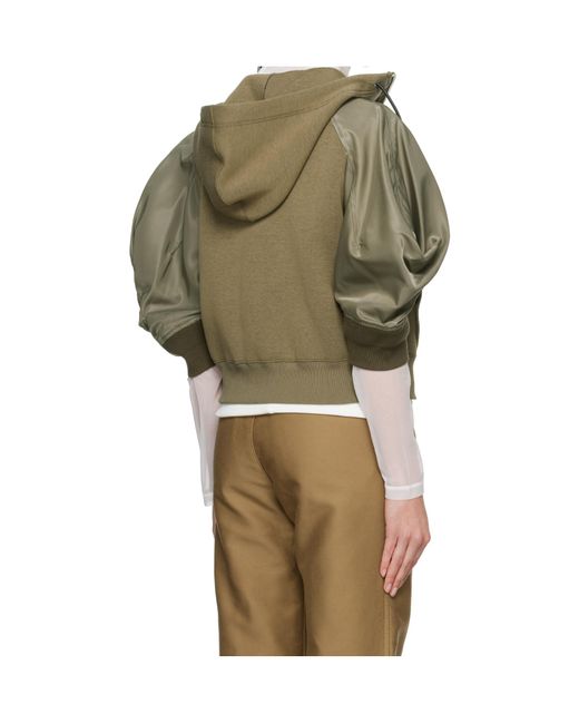 Sacai Green Long-Sleeved Spliced Jacket