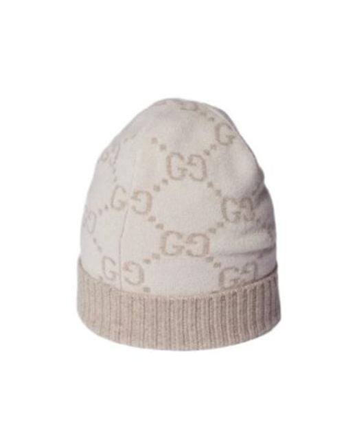 Gucci Gray Nuancie Gg Embroidered Beanie Hat