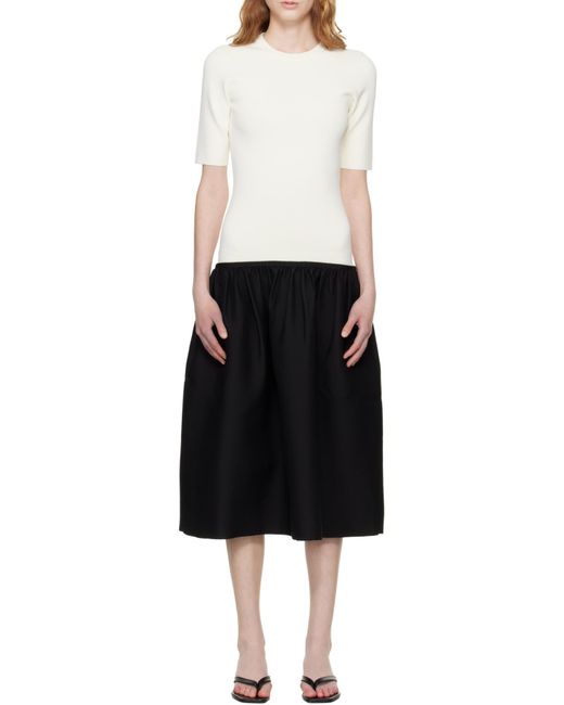 Totême White Totême Short-Sleeve Gathered Detail Dress