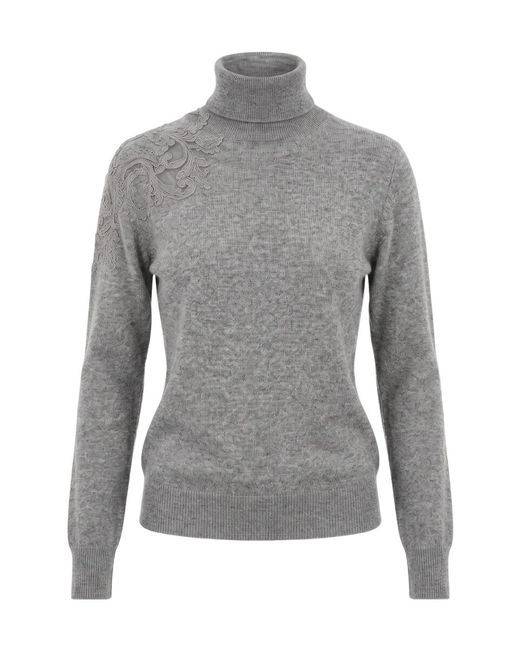 Ermanno Scervino Gray Turtle Neck Sweater