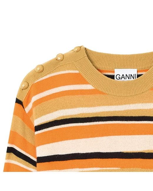 Ganni Metallic Striped Cashmere Jumper