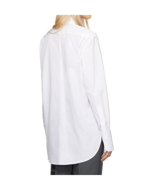 Thom Browne White Logo Patch Buttoned Shirt