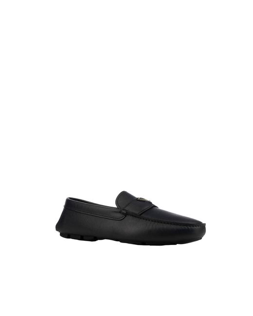 Prada Black Logo Leather Loafers for men