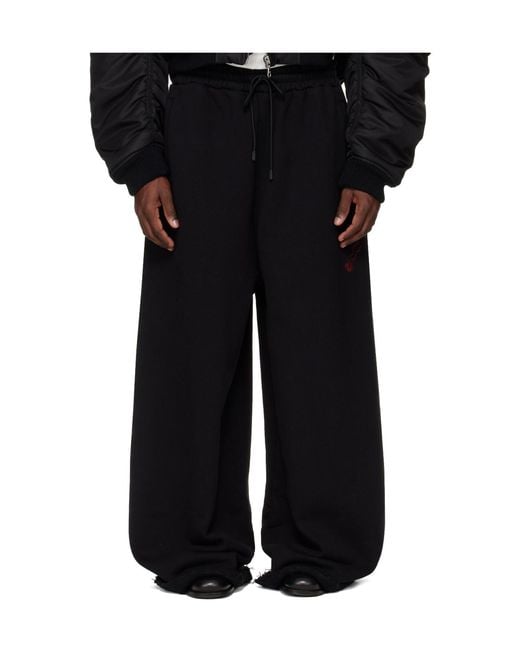 Lu'u Dan Black Raw-Cut Bontan Drawstring Casual Pants for men