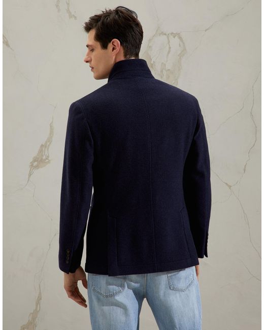 Brunello Cucinelli Blue Long Sleeved Single Breasted Blazer for men