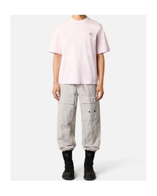 Stone Island Pink Regular-Fit Short-Sleeve T-Shirt With Compass Patch for men