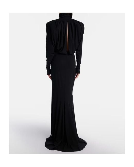 Mugler Black Draped Knit Dress