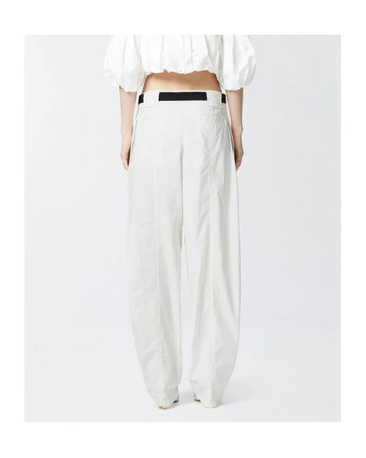 Pinko White Pleat-Detail Trousers