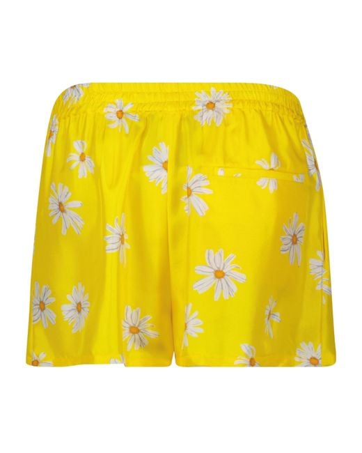 Moschino Yellow Floral-Printed Elasticated Waistband Shorts