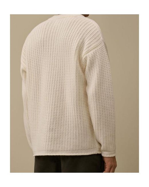 C P Company Natural Textured Crewneck Knitted Jumper for men