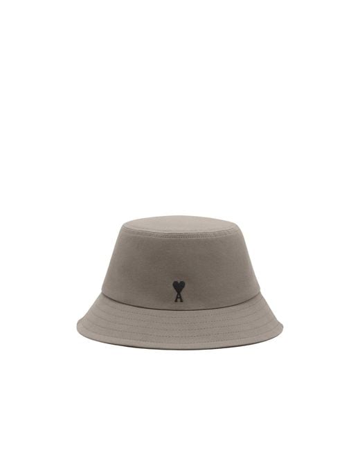 AMI Gray Logo Embroidered Bucket Hat for men
