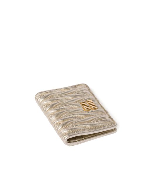 Miu Miu Metallic Logo-Lettering Matelassé Cardholder