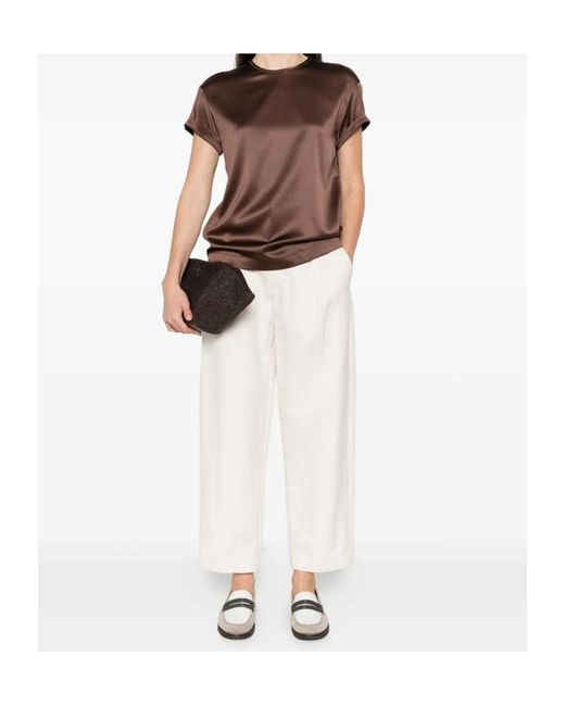 Brunello Cucinelli Brown Crystal-Embellishment Blouse