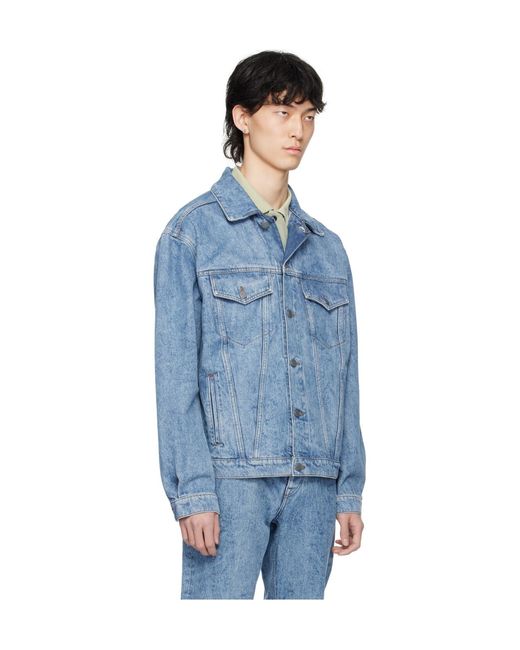 Boss Blue Long Sleeved Button-Down Denim Jacket for men