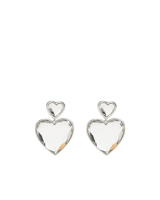 Marc Jacobs White Heart-Shaped Pendant Earrings