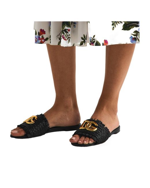 Dolce & Gabbana Black Solid Flat Shoes