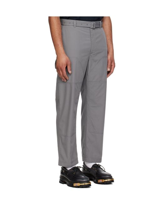 Thom Browne Gray Belted Cargo Pants for men