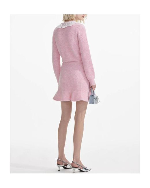 Self-Portrait Pink Knitted Mini Skirt