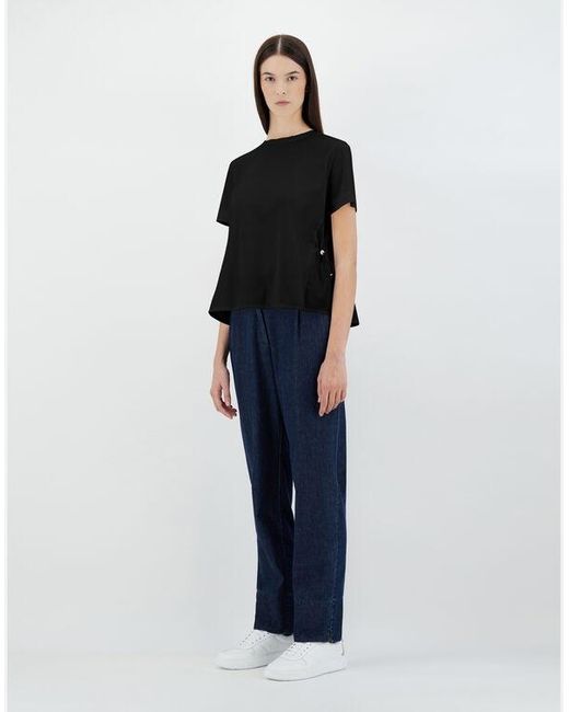 Herno Black Contrast-Panel Drawstring Waist T-Shirt