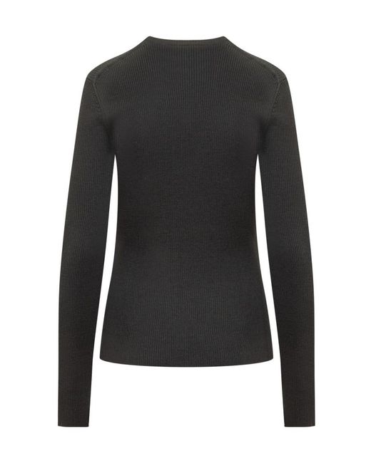 Jil Sander Black Crewneck Ribbed Jumper