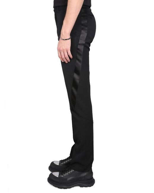 McQueen Black Straight-Leg Tailored Trousers for men