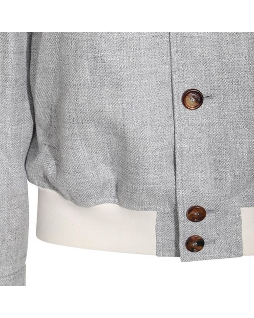 Brunello Cucinelli Gray Long-Sleeved Button-Up Jacket for men