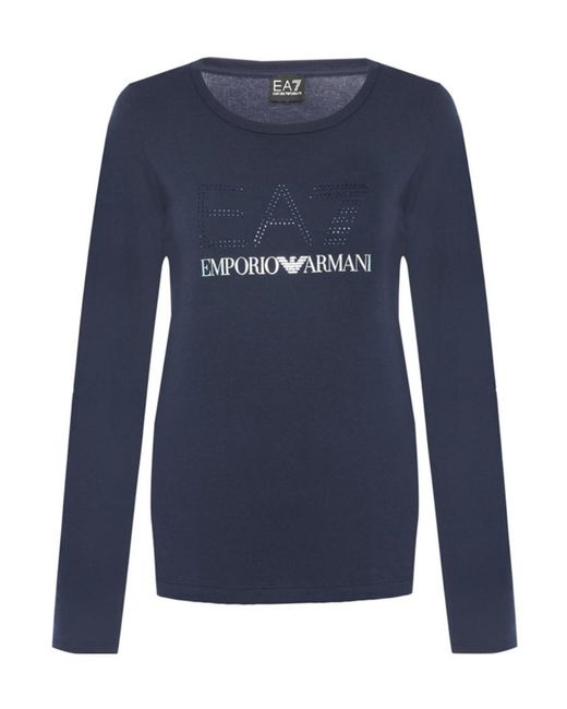 Emporio Armani Blue Logo Long-Sleeved T-Shirt