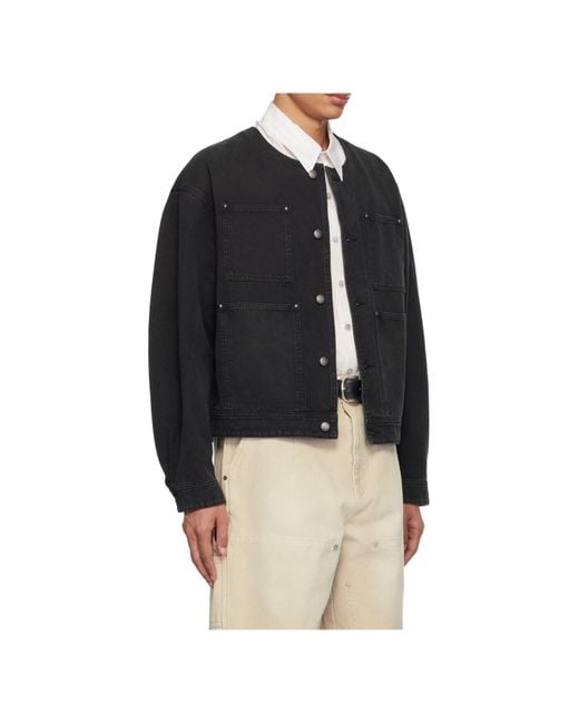 Wooyoungmi Black Collarless Dyed Casual Jacket for men