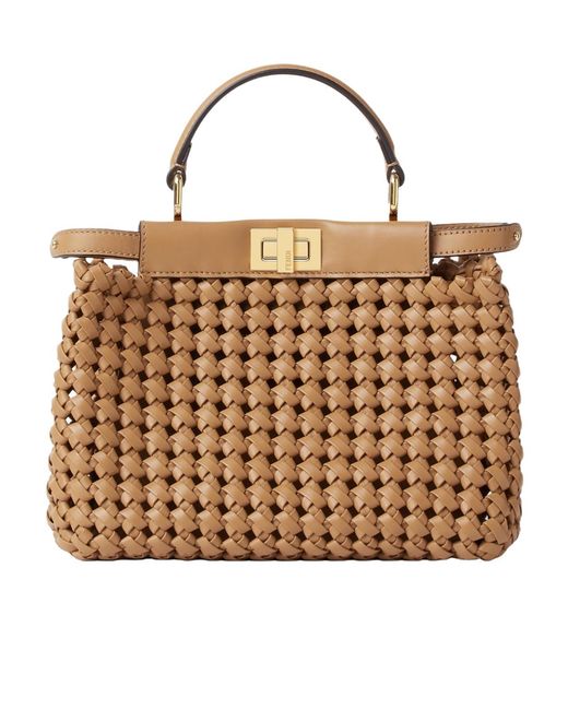Fendi Brown Cappuccino-Colored Woven Leather Bag