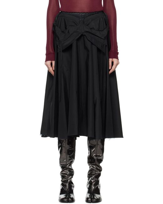 Maison Margiela Black High Waist Pleated A-Line Skirt