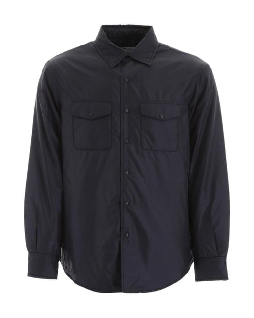 Aspesi Blue Chest-Pocketed Buttoned Shirt Jacket for men