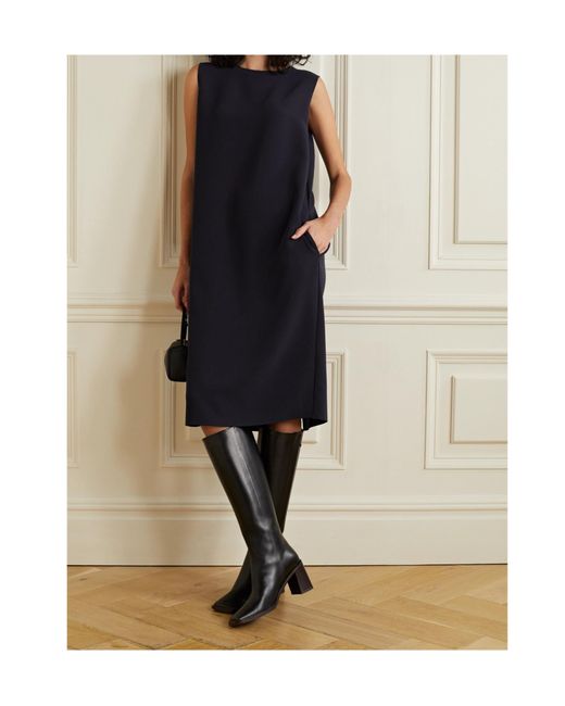 The Row Blue Round Collar Sleeveless Dress