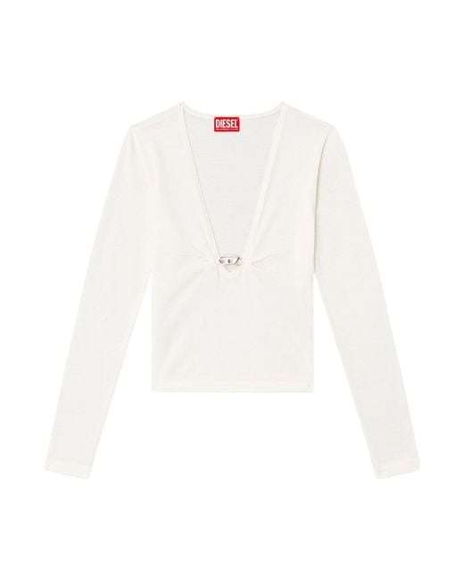 DIESEL White M-Piaffy V-Neck Top